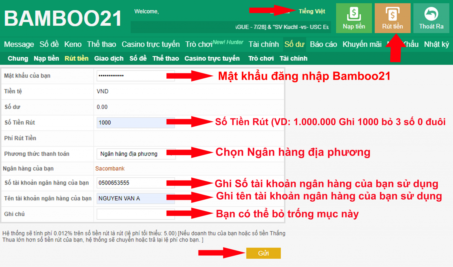 Hướng Dẫn Rút Tiền BamBoo21 Cấp Tốc