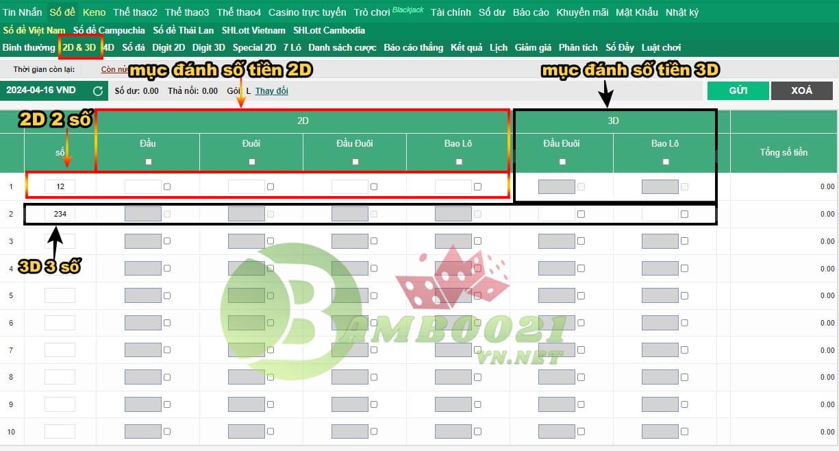 Danh Mục Cược Số Đề Bamboo21 2D&3D 