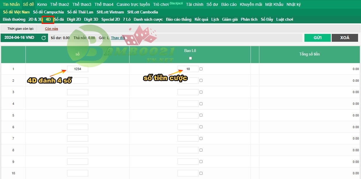 Danh Mục 4D Cược Số Đề Bamboo21